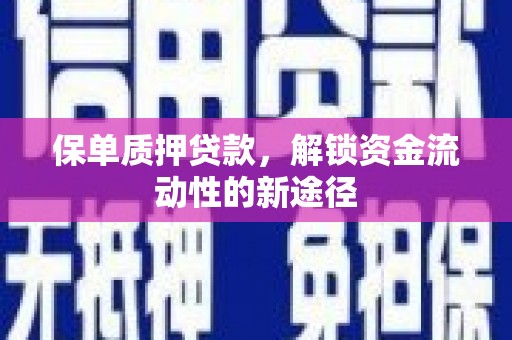 维西保单质押贷款，解锁资金流动性的新途径
