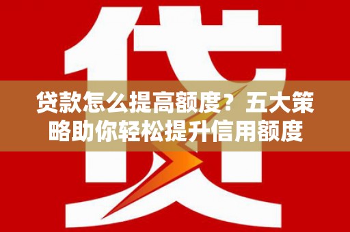 维西贷款怎么提高额度？五大策略助你轻松提升信用额度