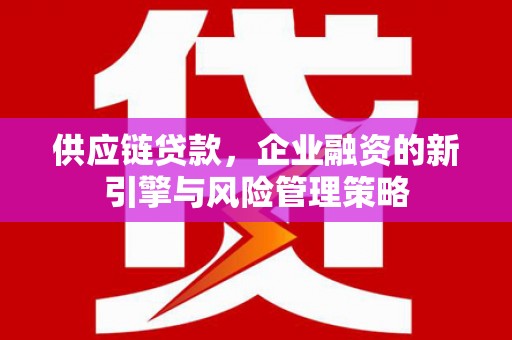 维西供应链贷款，企业融资的新引擎与风险管理策略