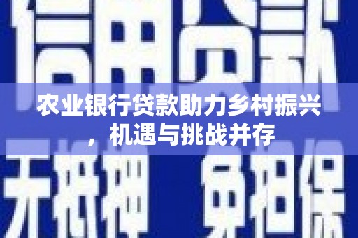 维西农业银行贷款助力乡村振兴，机遇与挑战并存