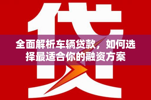 维西全面解析车辆贷款，如何选择最适合你的融资方案